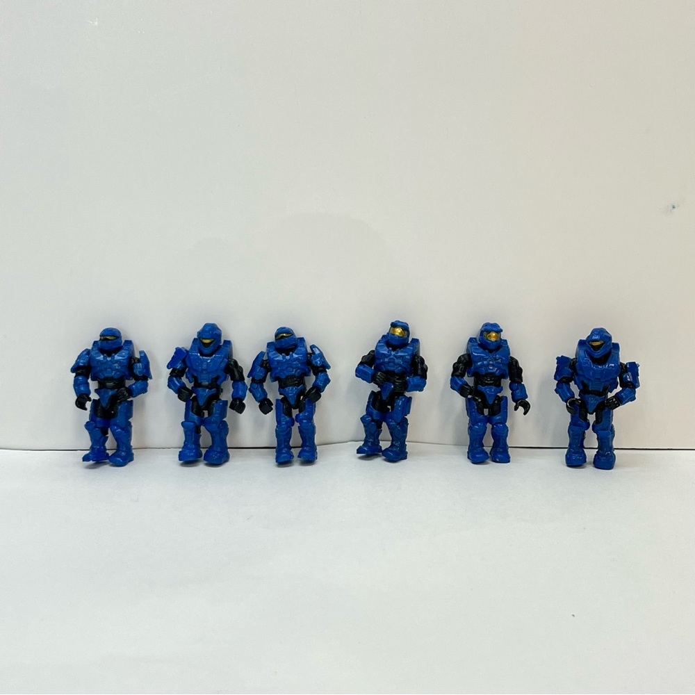 halo construx mega bloks blue‎ unsc spartan mark v1 gen1 mini figures lot of 6